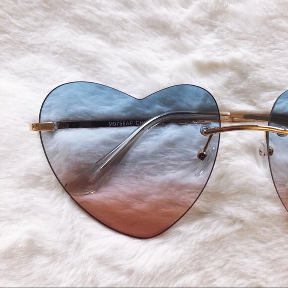 Miley Blue & Pink Gradient Heart Sunglasses - Picture 2 of 10